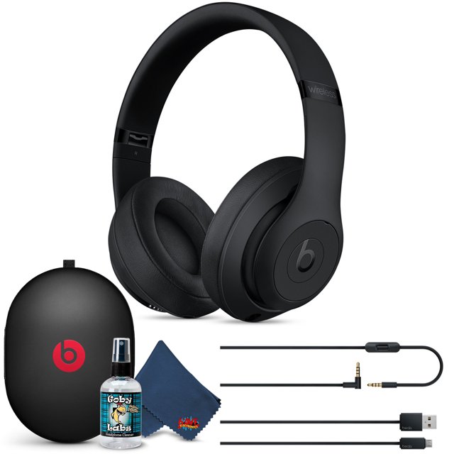Beats Studio3 Écouteurs Sans Fil Circum-Auriculaires à Réduction de Bruit Bluetooth (Noir Mat) avec Trousse de Nettoyage 6Ave
