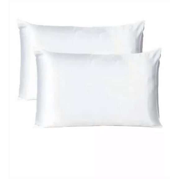 Set Of 2 Silky Satin Pillowcase Pillow Case Cushion Cover King 20*36Inch White
