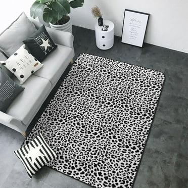 80*58in Soft Indoor Outdoor Rug Black leopard print A Washable Light Rugs for Living Room decoration Non - Slip Floor Carpet Bedroom Area Rug