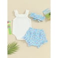 thumbnail image 4 of Bslissey Baby Girls Shorts Sets Letter Print Frills Sleeveless Sling Romper + Candy Bar Print Shorts + Headband 3M 6M 12M 18M Newborn Infant Cute Summer 3Pcs Outfits, 4 of 8