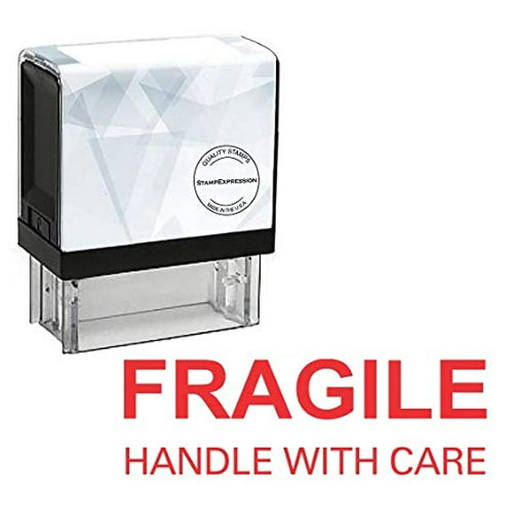 StampExpression - Fragile Handle with Care Office Self Inking Rubber Stamp - Red Ink (A-5652)