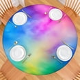 thumbnail image 2 of Rainbow Tie Dye Cloud Round Fitted Tablecloth with Elastic Edge,Dining Table Cover Waterproof,Outdoor Round Tablecloth for Camping,Dining,Indoor and Outdoor, 2 of 7