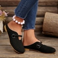 thumbnail image 5 of Avrnliq Womens Slip On Mules, Black Faux Suede Mary Jane Flats with Knot Strap & Contrast Piping, Round Toe Comfort Casual Shoes for Daily Office,Size 37, 5 of 9