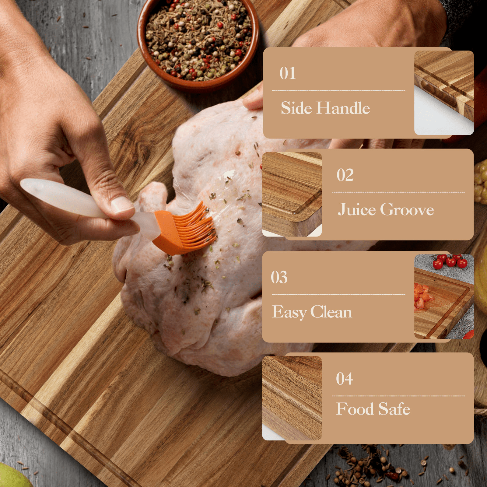 24 X 18 Inch Large Acacia Wood Cutting Board 1.5" Thick, Reversible Wooden Cutting Board for Kitchen, Charcuterie Board Cheese Board with Deep Groove, Chopping Board for Meat, Vegetables, Fruit