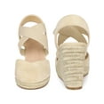 thumbnail image 6 of BLISSFUL STEP Women's Shoes Crisscross Strap Closed Toe Espadrille Wedge Heel Sandals Beige 6, 6 of 7