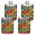 thumbnail image 2 of 2 Pack Qtip Holder Dispenser Colorful Flower and Mushroom Clear Plastic Storage Apothecary Jars for Cotton Swabs Balls Pads Floss, 2 of 7