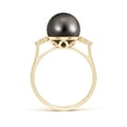 thumbnail image 2 of Angara Tahitian Cultured Pearl Ring with Trio Diamonds in 14K Yellow Gold for Women | June Birthstone Jewelry for Her, 2 of 8