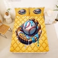 thumbnail image 5 of Erosebridal Blue Ice Cream Drip Bed Sheets,Baseball Sport Games King Sheets For Boys Kids 4 Pieces, 5 of 6