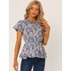 thumbnail image 2 of Blusa Allegra K Estampado Floral Mangas Cortas Cintura Alta Cuello de Corbata Peplum Negro L, 2 of 5