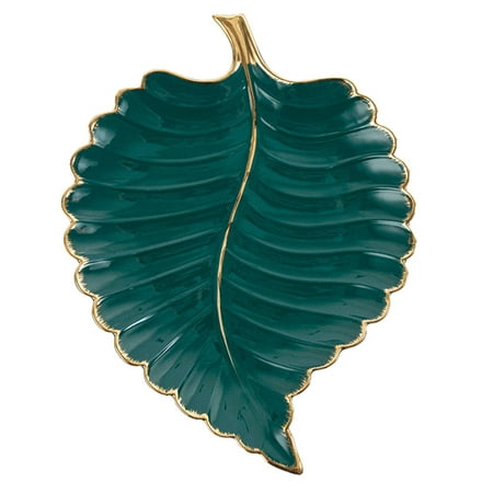

1Pc Creative Leaf Shaped Jewelry Plate Multifunction Dessert Cake Tray Green
