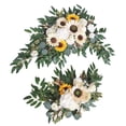 thumbnail image 2 of Rustic Wedding Arch Flowers Green Leaves Flowers Decorative Wreath Handmade Wedding Flower Swags for Table Wedding Lintel Decor Ornament Yellow, 2 of 10