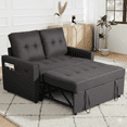 thumbnail image 2 of TiramisuBest 3 in 1 Sleeper Sofa Bed, 55'' Convertible Pull Out Couch with Side Pockets, Loveseat Sleeper Sofa with Adjustable Backrest for Living Room Bedroom Apartment (Dark Grey), 2 of 7