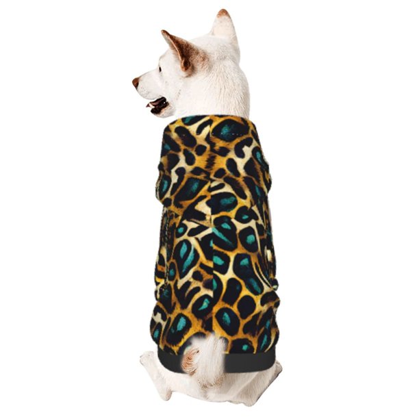 Balery Teal Leopard Sudadera con Capucha para Perros Pequeños – Ropa para Mascotas, Disfraz para Perros y Gatos, Ideal para Fiestas y Cosplay-Small