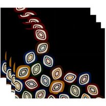 Simply Daisy 18" x 14" Falling Leaves Geometric Print Placemats, Set of 4