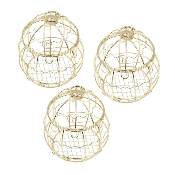BESTYASH 3Pcs Outdoor Hanging Suet Feeder Bird Feeder with Golden Iron Wire for Garden and Yard