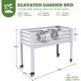 thumbnail image 3 of TRAMULL Galvanized Raised Garden Bed with Legs,48x24x35in Large Elevated Planter Box on Wheels with Drainage Holes for Backyard, Balcony, Patio, 600lb Capacity, Antique White, 3 of 5