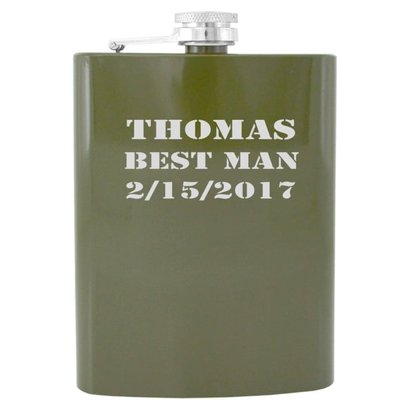 Gifts Infinity® 8oz Green Stainless Steel Groomsman, Bridesmaid Flask - (Green 1)