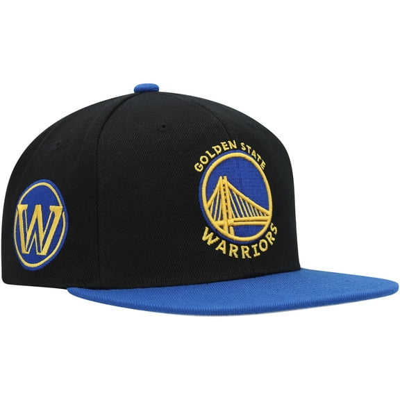 Men's Mitchell & Ness Black/Royal Golden State Warriors Side Core 2.0 Snapback Hat