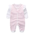 thumbnail image 3 of Newborn Baby Girl Clothes Cotton Bubble Romper Preemie Newborn Baby Girl Summer Outfit Long Sleeves Ruffle Smocked Tulle Romper Dress Jumpsuit Clothes,ruffle smocked romper 0-3 Months, 3 of 6