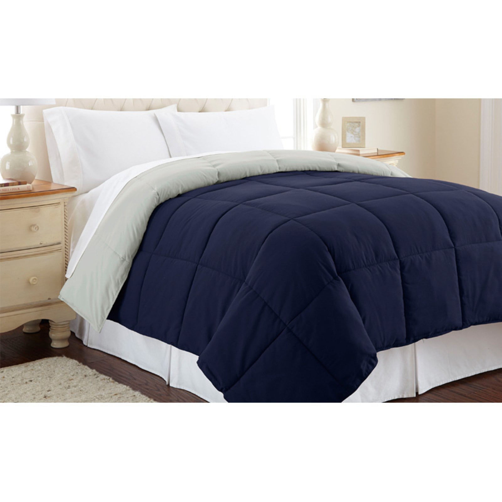 Alt Down Queen Reversible Comforter Blue Coral Oatmeal Walmart Com