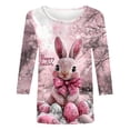 thumbnail image 5 of Xuyuer Happy Easter Family Matching Shirt Women Easter Sunday T-Shirt Leisure Print Round Neck Three Quarter Sleeve 3/4 Sleeve T-shirt Loose Cute Tie Dye Bunny Graphic Tee, 5 of 5