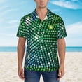 thumbnail image 2 of Pofeuu Green Disco Lights Print Hawaiian Shirt for Men Sleeves Casual Button Down Summer Beach Dress Shirts T-Shirts,XX-Large, 2 of 7