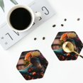 thumbnail image 5 of Pofeuu Classic Floral Blue Skate Shoes Print Leather Coasters Set of 6, Round Cups Mugs Mat Pad for Home Kitchen Heat Resistant Drink Coasters,Hexagon, 5 of 7
