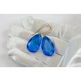 thumbnail image 3 of 14k Yellow Gold Filled Vivid Dark Swiss Blue Simulated Topaz Earrings Faceted Teardrops Simple Drops 1.7", 3 of 3