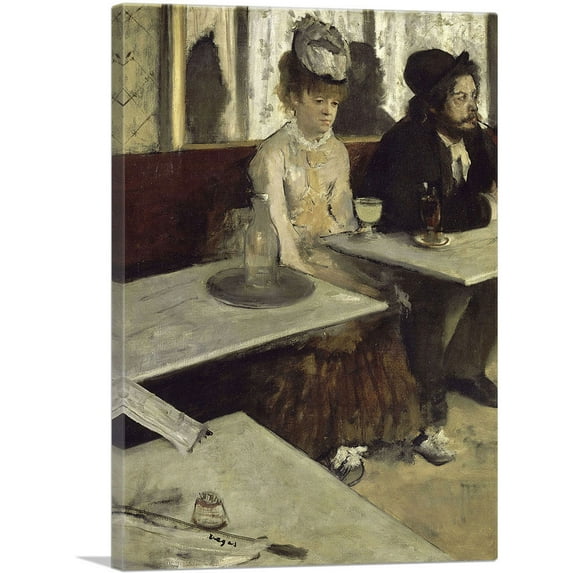 ARTCANVAS The Absinthe Drinker 1875 Canvas Art Print by Edgar Degas - Size: 40" x 26" (0.75" Deep)