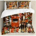 thumbnail image 3 of Fantasy Art Decor Twin Size Duvet Cover Set, Urban Abstract Picture with Tramway and Human Crowd Cityscape Traffic Lights, Decorative 2 Piece Bedding Set with 1 Pillow Sham, Multi, by Ambesonne, 3 of 3