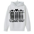 thumbnail image 4 of Kids Valentine Hoodies Long Sleeve Festival Print Pullover Tops Casual Loose Holiday Hooded Sweatshirts (3 Years, White), 4 of 8