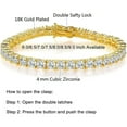 thumbnail image 3 of 18K Yellow Gold Plated Cubic Zirconia Classic Graduation Tennis Bracelet Simulated Diamonds with for Women Men Girls, 3 of 9