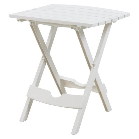 White Quik Fold Patio Side Table - Resin Folding Side Table for Small Spaces - Dorm, Apartment, Balcony - 15.25"W x 17.38"D x 19.75"H - 25lb Capacity One Size