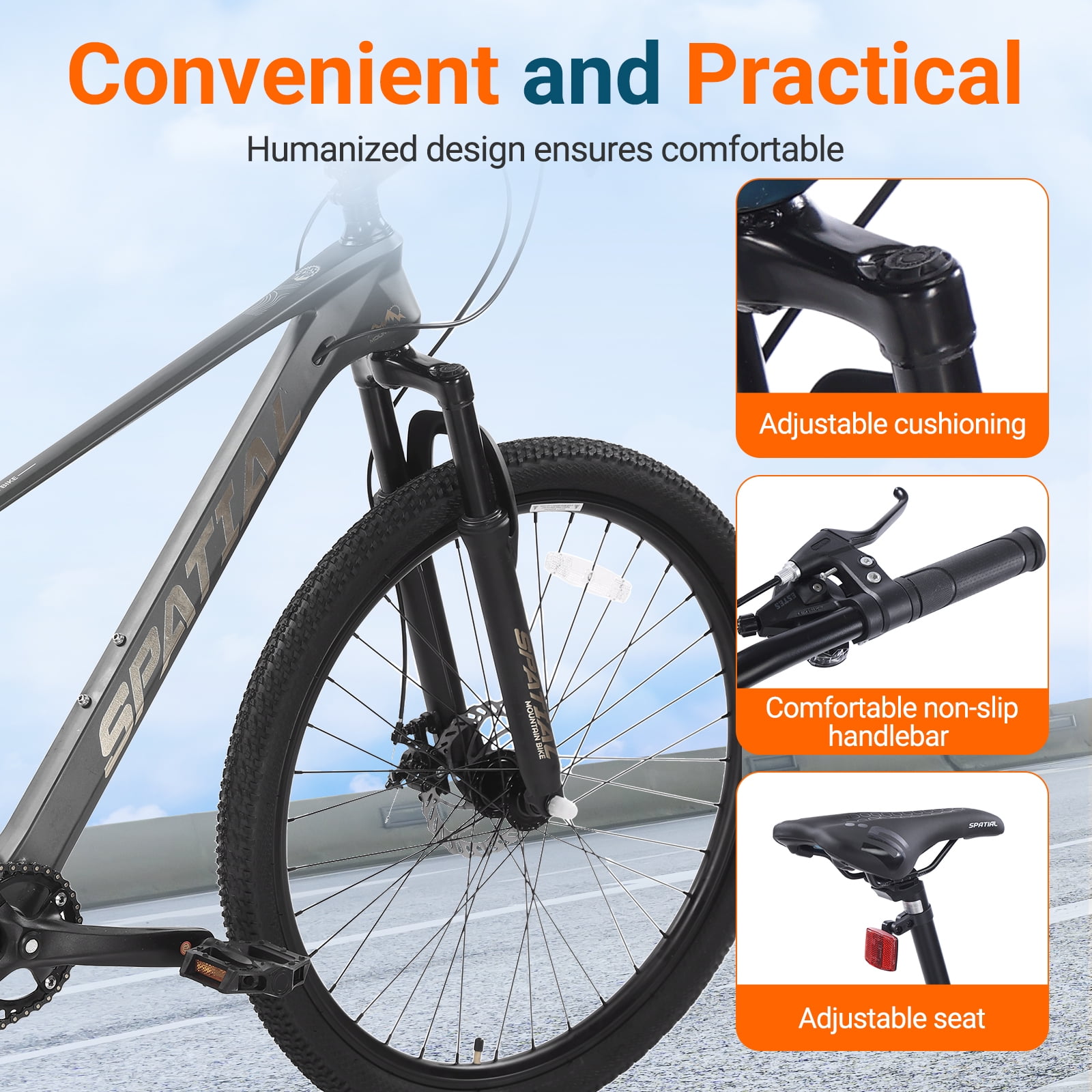 SPATIAL Adult Mountain Bike, 27.5" Wheel Bike for Man Women, 8 Speeds Gear,Magensium Frame Mountain Bicycle