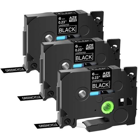 GREENCYCLE 3PK Compatible for Brother P-touch White on Black 6mm 8m TZ TZe TZe-315 TZ-315 TZe315 TZ315 Laminated Label Tape use in PT-D210 PT-H100 PT-P700 PT-750W PT-D600 PT-D400 Label Maker