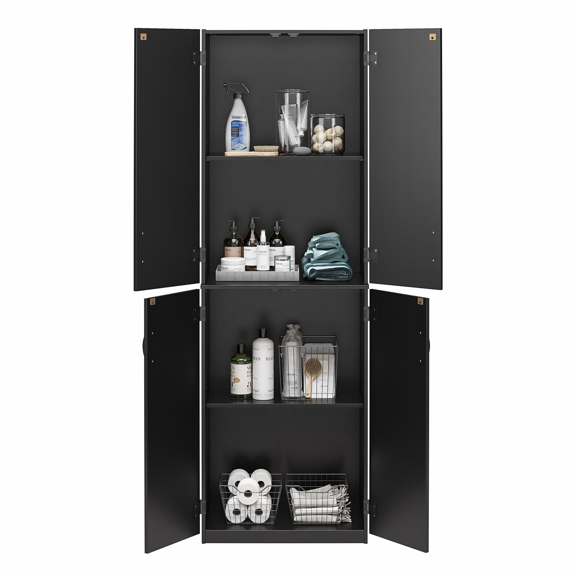 Mainstays 72" 4-Door Storage Cabinet, Black