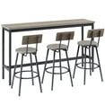 thumbnail image 4 of BFJDM 63" Industrial Bar Table Set with 3 PU Upholstered Stools Rustic Gray Counter Height Table for Kitchen Living Room, 4 of 7