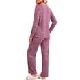 thumbnail image 3 of Fantaslook Soft Pajamas for Women Set Side Slits Long Sleeve Sleepwear 2 Piece Lounge Sets with Pockets, 3 of 11
