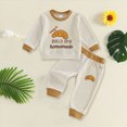 thumbnail image 2 of UAYOTSE Baby Boys 2 Piece Thanksgiving Outfit Croissant Print Waffle Knit Sweatshirt Jogger Pants Fall Clothes Set Size 6-12 Months, 2 of 3
