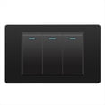 thumbnail image 1 of Interruptores Eléctricos de Pared, Interruptor de Luz de 3 Posiciones, Panel de Vidrio Templado de 118 mm X 74 mm, Interruptor de Botón Mecánico, Color Negro., 1 of 6