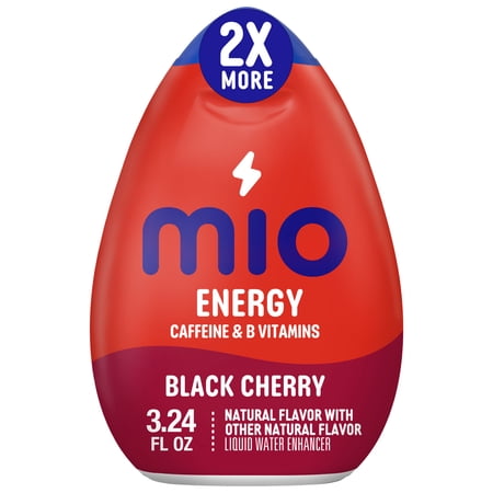 MiO Energy Black Cherry Sugar Free Water Enhancer with 2X More, 3.24 fl oz Big Bottle, Liquids