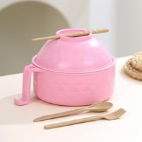 6-Piece Bamboo Fiber Ramen Bowl Set - Great for Winter Holiday Dorm & Home Kitchen Meals, Microwave-Safe Bowls for Apartments, Durable Lightweight Bowls for Soups & Noodles, 6.3*4.9in, Pink