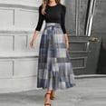 thumbnail image 2 of WTOBBY Women's Fashion Floral Pattern Belted Round Neck 3/4 Sleeve Midi Dress, Elegant Spliced Tunic Style Casual Wear for Summer Evening Events,Black XL, 2 of 4