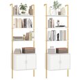 thumbnail image 1 of Gymax 2PCS 72.5'' Tall Bookshelf 5 Tier Wall Mount Ladder Bookcase w/ Cabinet White, 1 of 10