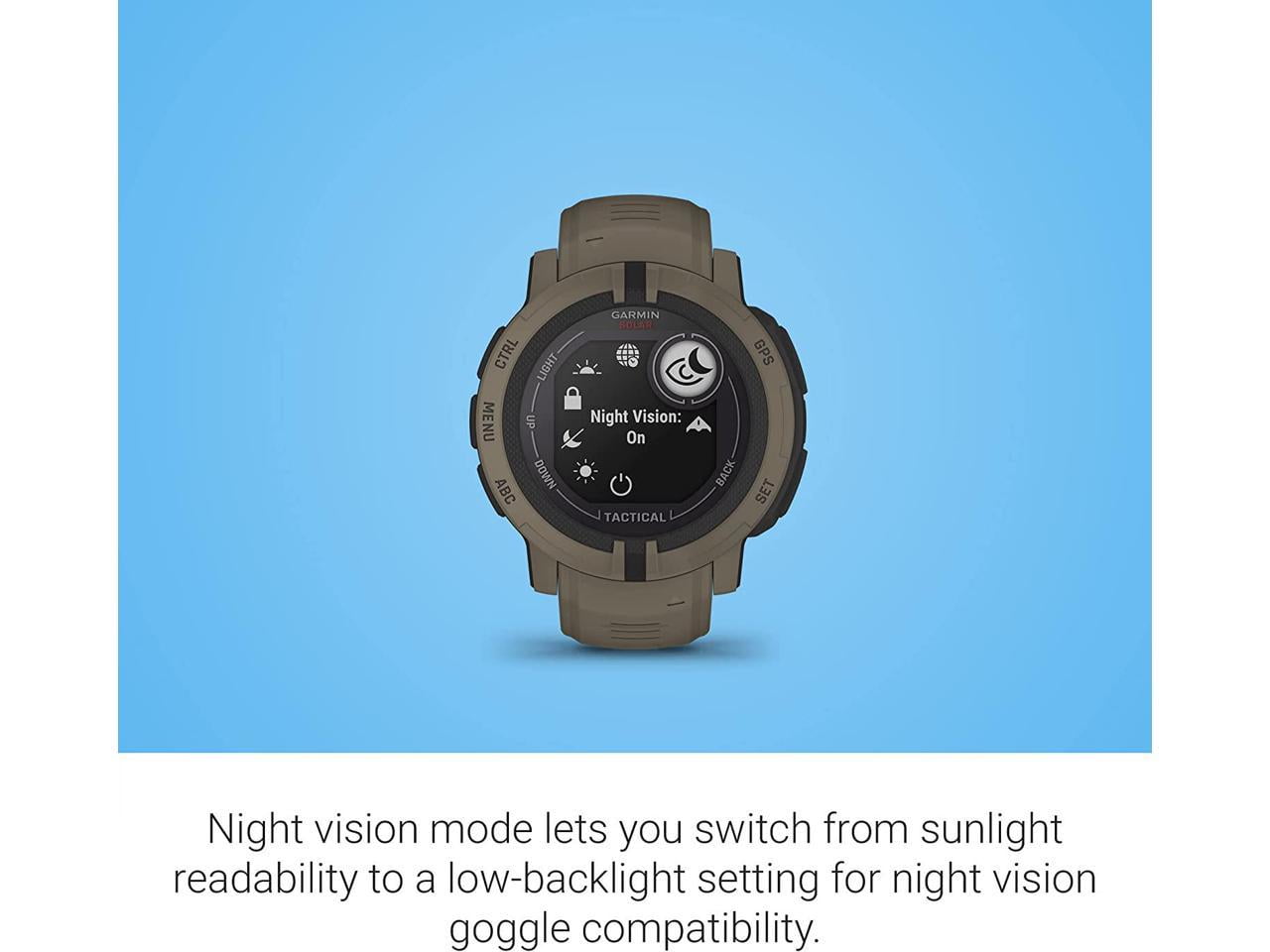 Garmin Instinct 2 Solar, Tactical-Edition, GPS Outdoor Watch, Solar Charging Capabilities, Multi-GNSS Support, Trackback Routing, Coyote Tan