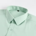 thumbnail image 4 of CTPDG Stretch Mens Dress Shirts Solid Color Turndown Collar Long Sleeve Wrinkle-Free Formal Shirt Business Casual Muscle Fit Button down Shirts Light Green XL, 4 of 8