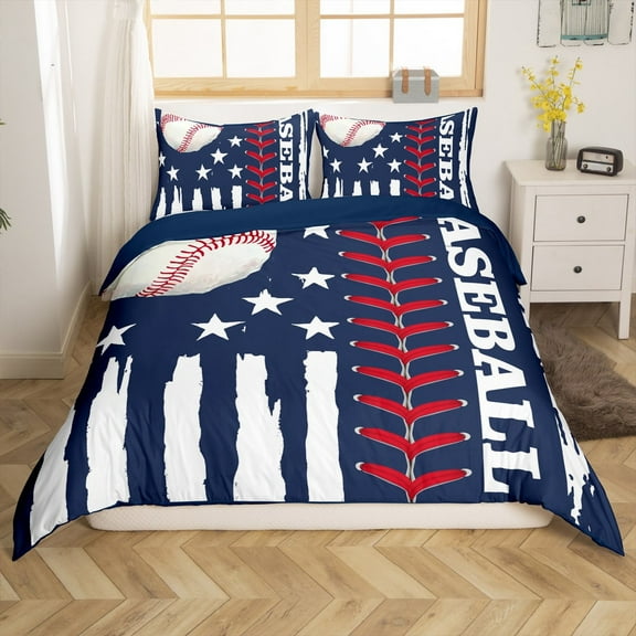 Erosebridal Baseball Duvet Cover Teens, American Flag Bedding, Reversible 2pcs, (No Comforter)