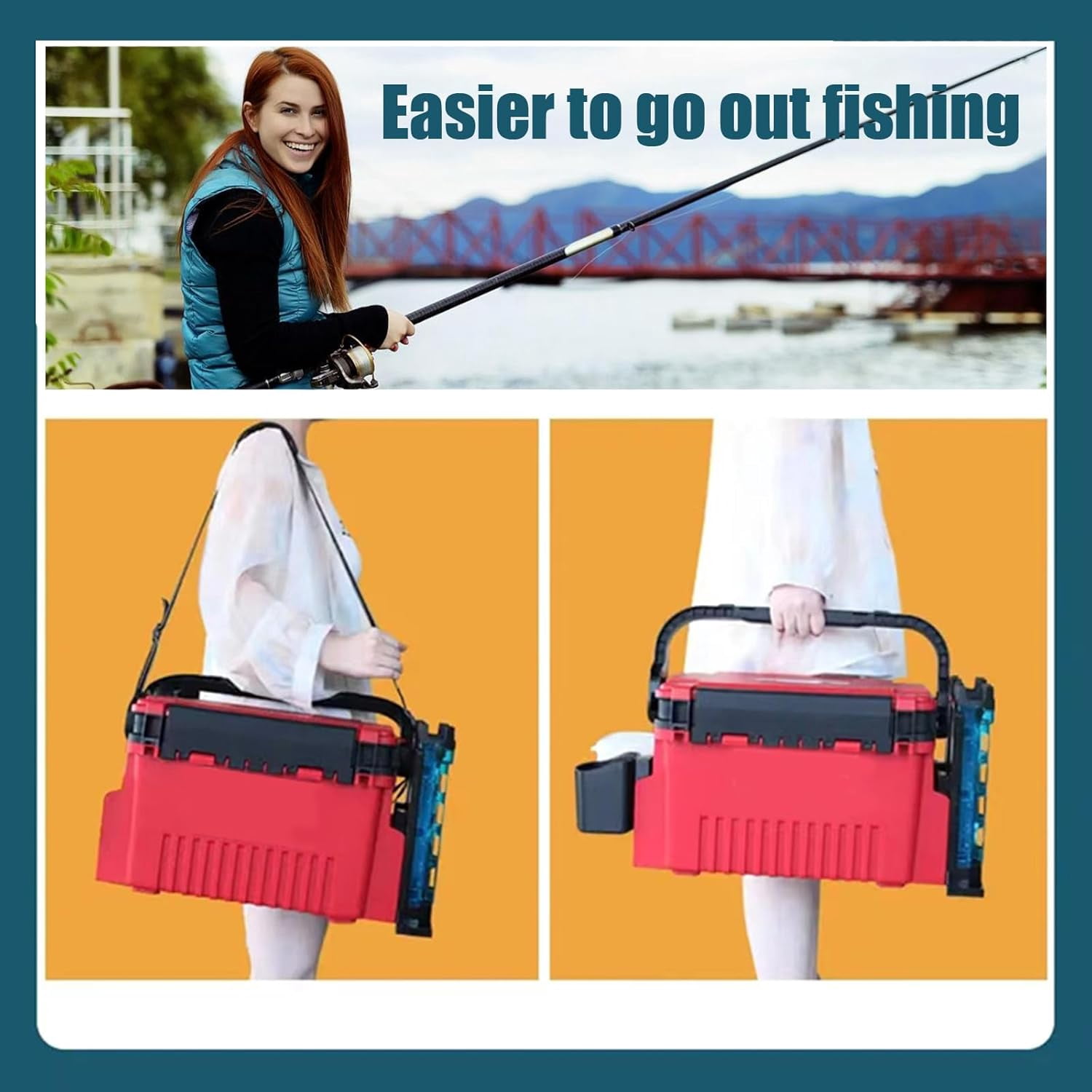 Fishing Tackle Box Fishing Bucket with Rod Holder Fishing Tackle Storage Multifunctional Outdoor Fishing Box Fishing Tools Multi-Functional Live Fish Bait Bucket