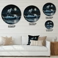 thumbnail image 4 of Designart "Golden Mountains, Roaring Sea II" Landscape Modern Metal Round Art Print, 4 of 5