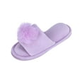 thumbnail image 3 of CTM Girl's Soft Pom Open Toe Slide Slippers, 3 of 5
